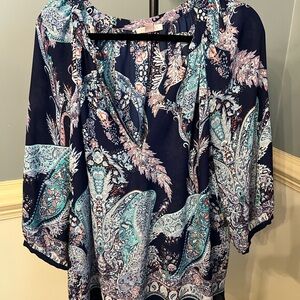 Roz & Ali Navy‎ and Teal Paisley Blouse